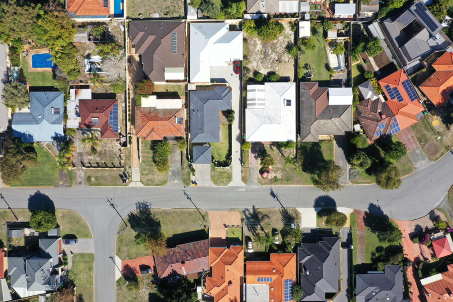 Aerial shot of Australian suburb