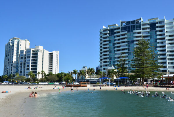 Gold Coast beach with buildings in the background