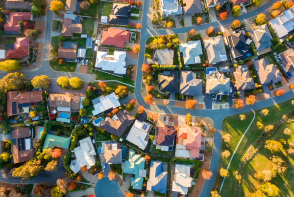 Aerial shot of Australian suburb